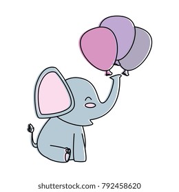 cute little elephant with balloons air