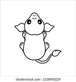 Cute little elephant cartoon coloring page