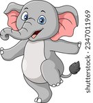 Cute little elephant cartoon dancing