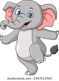 Cute little elephant cartoon dancing