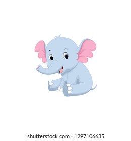 cute little elephant  cartoon icon, vector