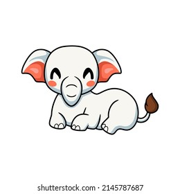 Cute little elephant cartoon lying down