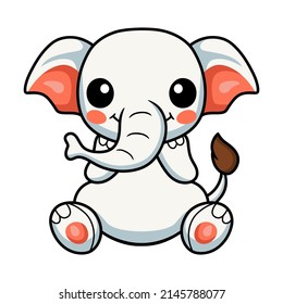 Cute little elephant cartoon sitting