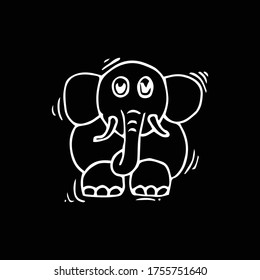 Cute little elephant in cartoon style, vector illustration.