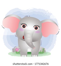 cute little elephant in the children's style. cute cartoon elephant vector illustration