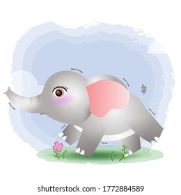 cute little elephant in the children's style. cute cartoon elephant vector illustration