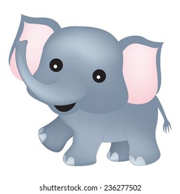 Cute little elephant clipart isolated on white background