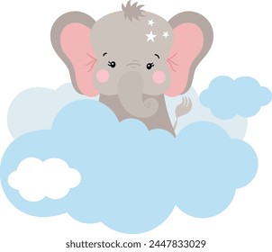 Cute little elephant in the clouds