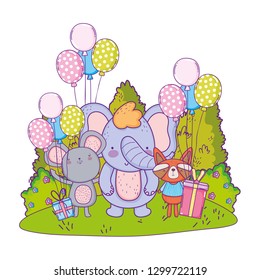 cute and little elephant with mouse