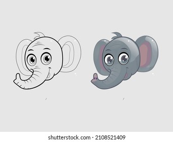 Cute little elephant portrait Vector , Premium Quality