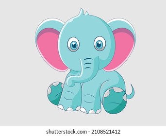 Cute little elephant portrait Vector , Premium Quality