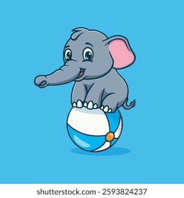 Cute little elephant skin ball vector children's illustration Q version vector cartoon illustration