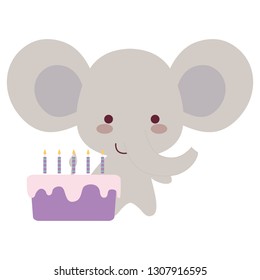 cute and little elephant with sweet cake