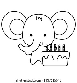 cute and little elephant with sweet cake