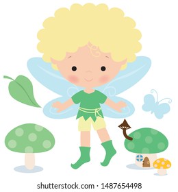 Cute little elf vector cartoon illustration