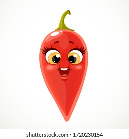 Cute little emoji red jalapenos isolated on white background