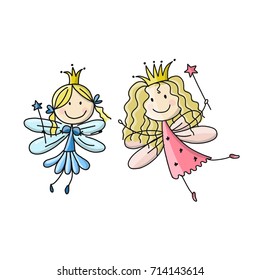 Cute little fairies, sketch for your design