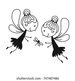 Cute little fairies, sketch for your design
