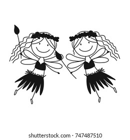 Cute little fairies, sketch for your design