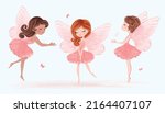 Cute little fairies watercolor illustration, vector graphic, children artworks, wallpapers, posters, greeting cards prints. 