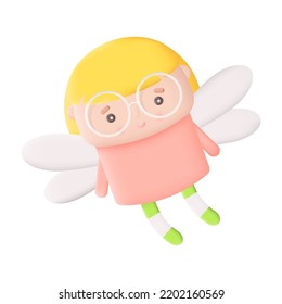 Cute Little Fairy 3D Icon Vector Illustration on White Background