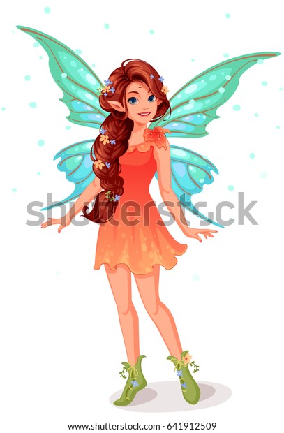 Cute Little Fairy Beautiful Long Braided Stock Vector (Royalty Free ...