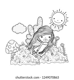 cute little fairy with butterfly wings character