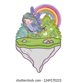 cute little fairy with butterfly wings character