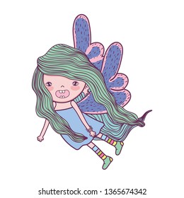 cute little fairy with butterfly wings character