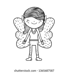 cute little fairy with butterfly wings character