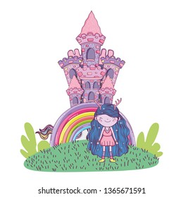 cute little fairy with castle character