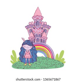 cute little fairy with castle character