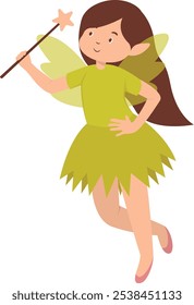 Cute Little Fairy Character. Vector Illustration on White Background