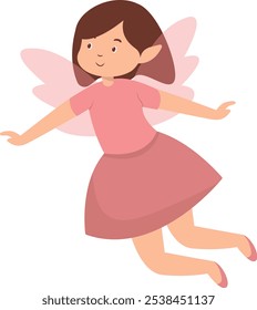 Cute Little Fairy Character. Vector Illustration on White Background