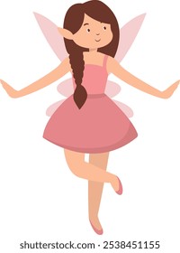 Cute Little Fairy Character. Vector Illustration on White Background