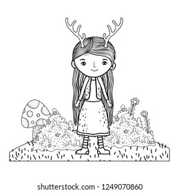 cute little fairy with deer horns character