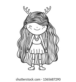 cute little fairy with deer horns character