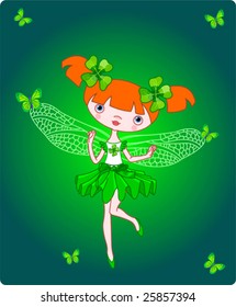Cute little fairy flying with butterflies. Vector