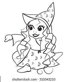 Cute little fairy girl - coloring page for kids