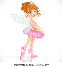 Cute little fairy girl in tiara isolated on a white background