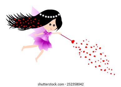 Cute little fairy giving love-Vector illustration 