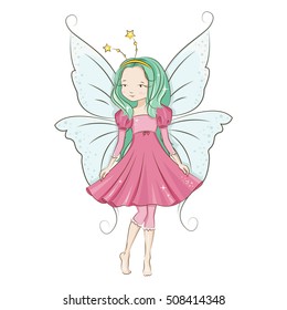 Cute little fairy. Illustration isolated on white background.