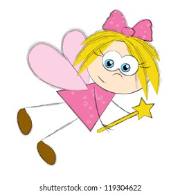 Cute little fairy with magic wand