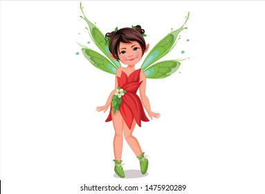 Cute little fairy in standing pose vector illustration