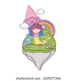 cute little fairy with unicorn horns character