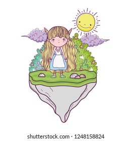 cute little fairy with unicorn horns character