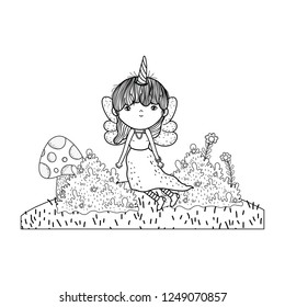 cute little fairy with unicorn horns character