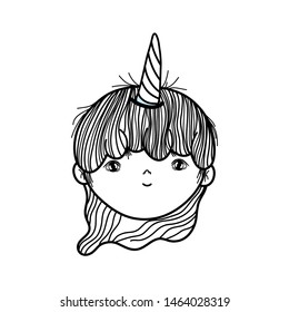 cute little fairy with unicorn horns character