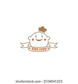 Cute little fat boy logo wearing chef hat, suitable for food business label