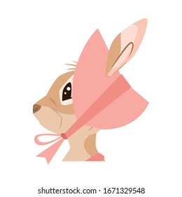 cute little female rabbit easter character vector illustration design